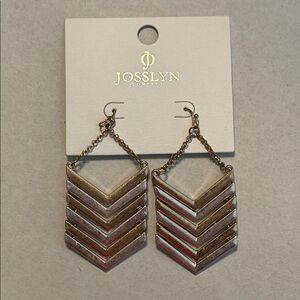 NWT Josslyn Gold & Silver Plated Chevron Drop Earrings
